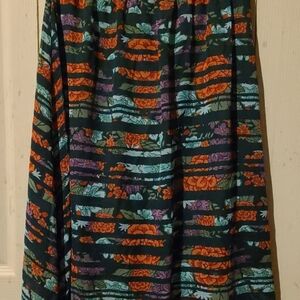 LuLaRoe Multicolor Floral Striped Midi Skirt
